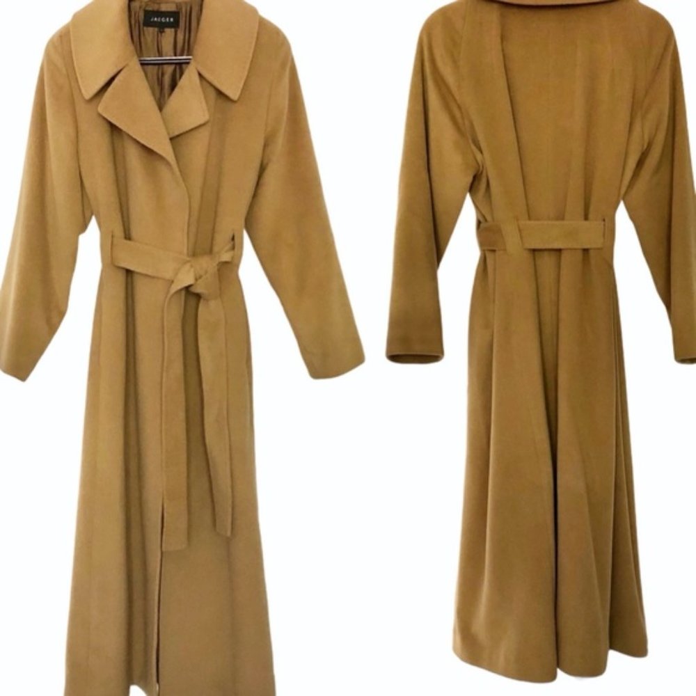 JAEGER Camel Long Wrap Wool Coat.  US Size…